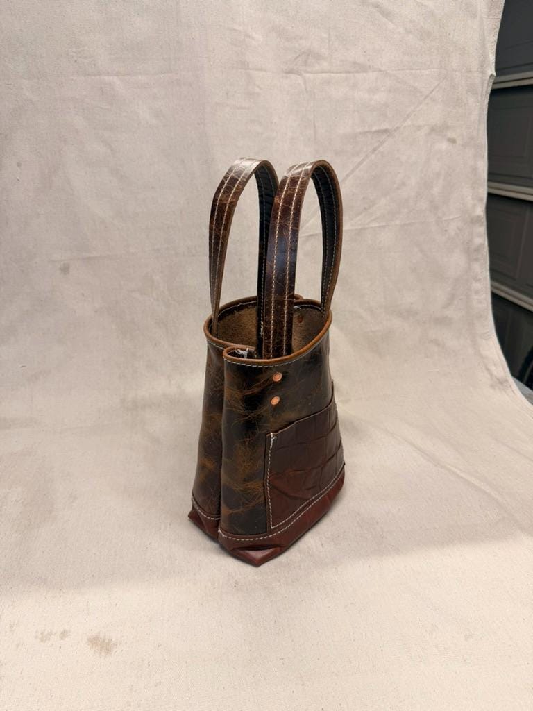 Mini Tote with asymetrical exterior pockets. Mother's Day, Lunch Bag, Purse