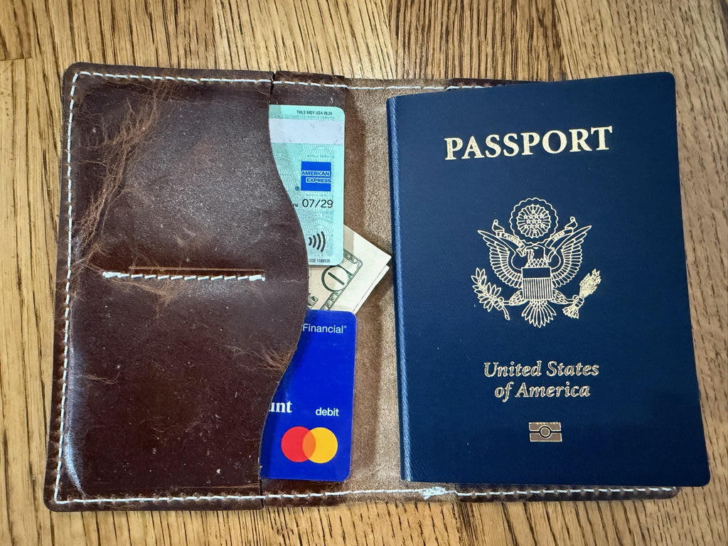 Full Grain Leather Passport Wallet Handmade in Austin Texas
