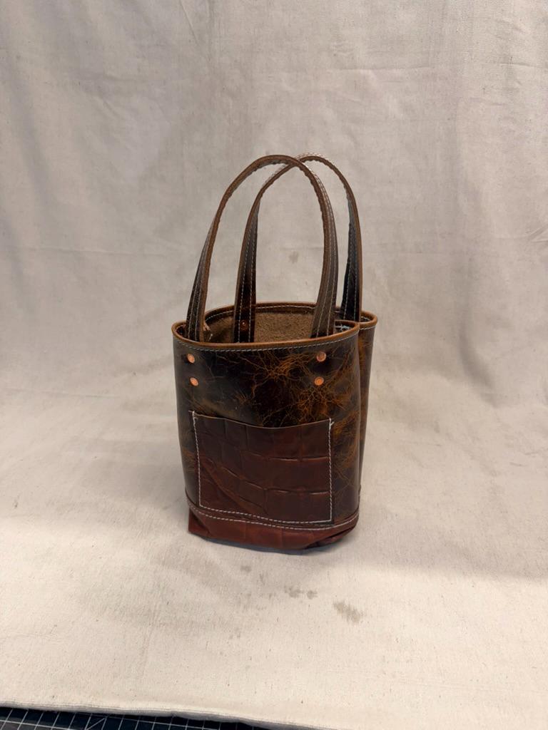 Mini Tote with asymetrical exterior pockets. Mother's Day, Lunch Bag, Purse